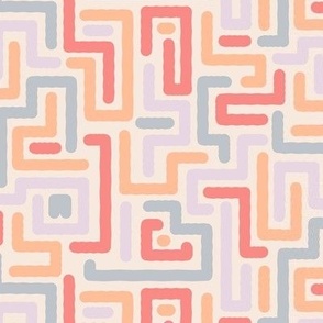 (M)Vermicular geometric squiggles in pantone peach fuzz and intangible colours