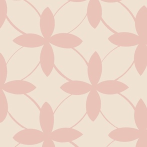 Soft Peach Geometric Floral Lattice - Large
