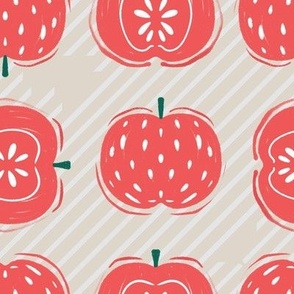 Block print  style big Red Apples