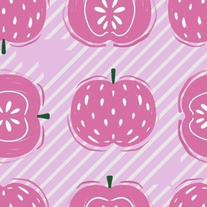 Block print  style big  Pink Apples