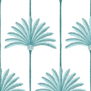 palm stripes/custom aqua blue/large