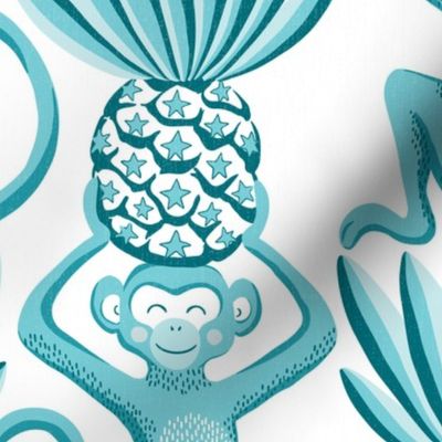 monkeys and pineapples/custom aqua blue