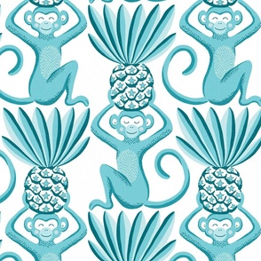 monkeys and pineapples/custom aqua blue