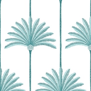 palm stripes/custom teal blue/large