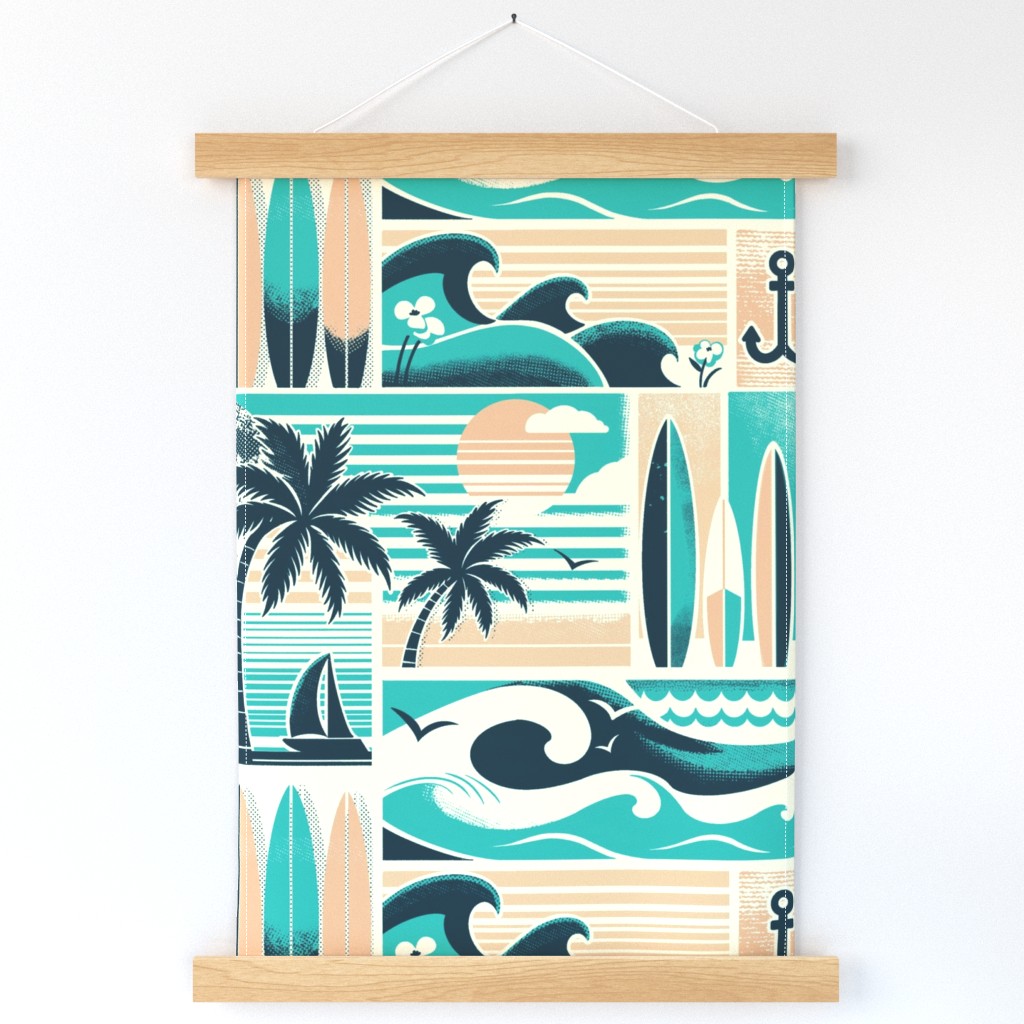 Retro Summer Surf Beach Print