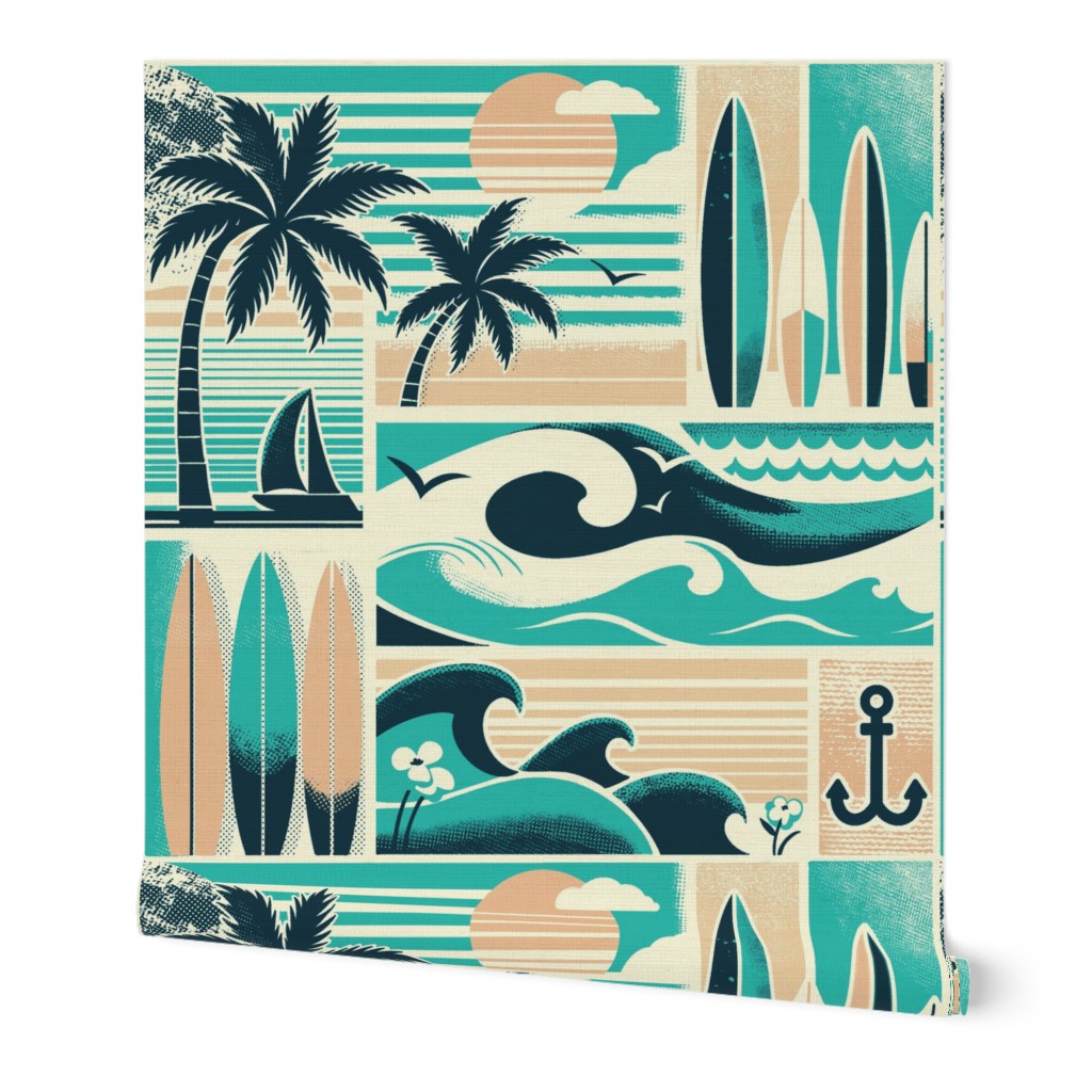 Retro Summer Surf Beach Print