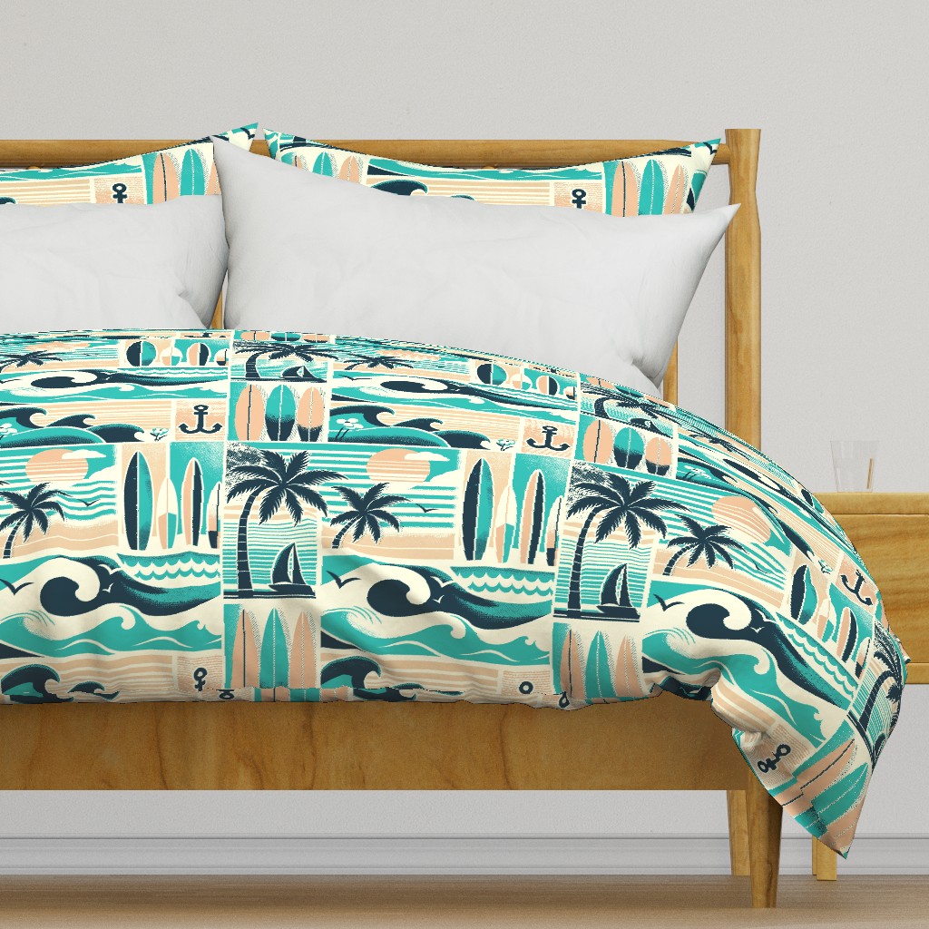 Retro Summer Surf Beach Print