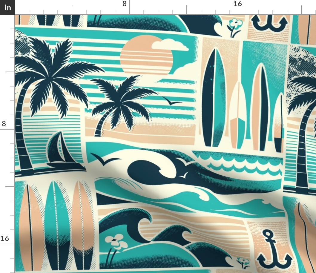 Retro Summer Surf Beach Print