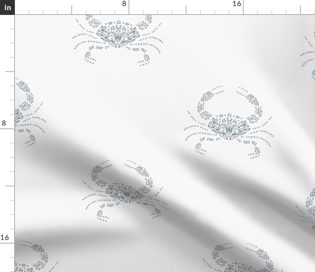  Medium/Large Scale  Minimal Coastal Dotted Crabs in Blue and White  
