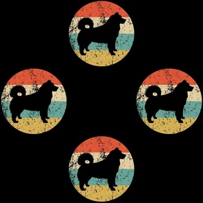 Retro Alaskan Malamute Dog Icon Repeating Pattern Black