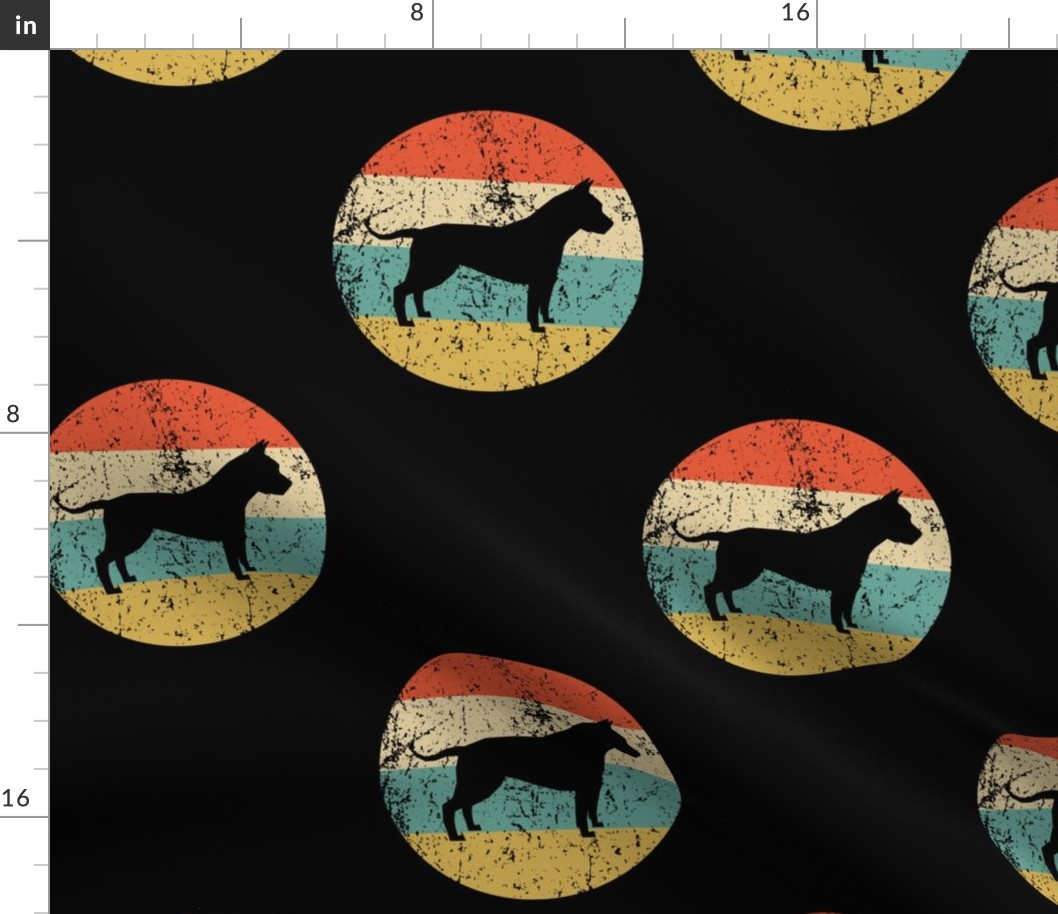 Retro American Staffordshire Terrier AmStaff Dog Icon Repeating Pattern Black