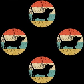 Retro Basset Hound Dog Icon Repeating Pattern Black