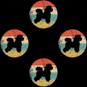 Retro Bichon Frise Dog Icon Repeating Pattern Black
