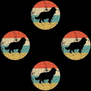 Retro Cavalier King Charles Spaniel Dog Icon Repeating Pattern Black
