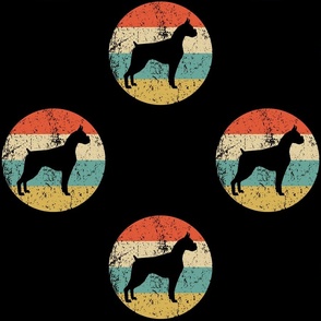 Retro Boxer Dog Icon Repeating Pattern Black