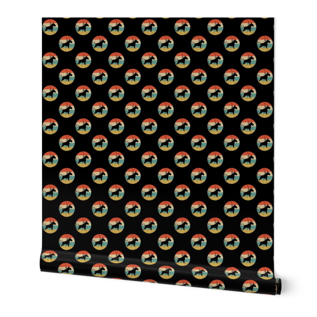 Retro Bull Terrier Dog Icon Repeating Pattern Black