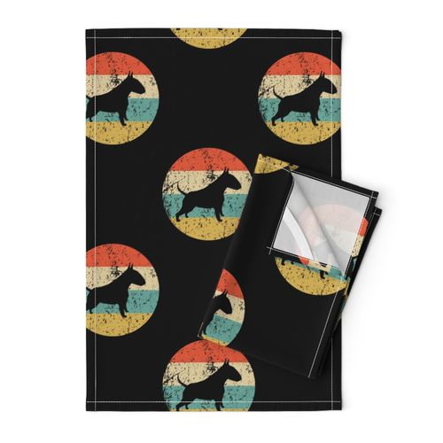 Retro Bull Terrier Dog Icon Repeating Pattern Black