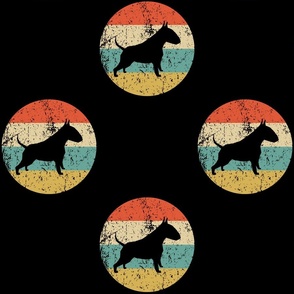 Retro Bull Terrier Dog Icon Repeating Pattern Black