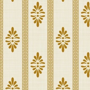 (S) warm Minimalist vintage border in gold on linen