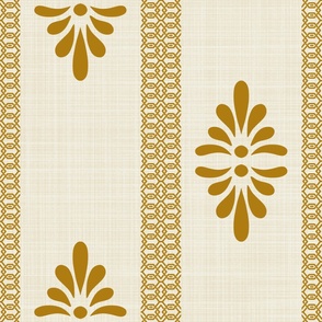 (L) warm Minimalist vintage border in gold on linen