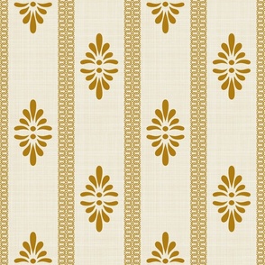 (M) warm Minimalist vintage border in gold on linen