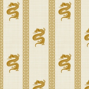 Warm minimalism with Golden dragons in  horizontal decorative borders