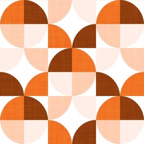 midcentury modern geometric with linen texutre - desert orange