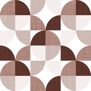 midcentury modern geometric with linen texutre - mocha brown