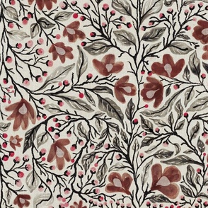 watercolor_florals_branch-maroon_Red Large