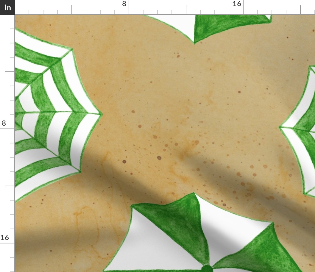 Beach umbrellas mediterranean green  watercolor - large scale