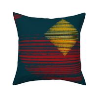 (L) hand drawn Abstract sunset diamond in bold red, yellow, dark blue