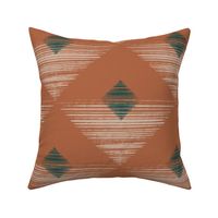 (L) hand drawn Abstract sunset diamond in Earth tone orange and dark teal green