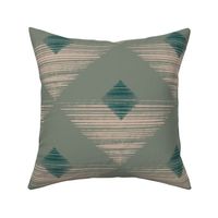 (L) hand drawn Abstract sunset diamond in Teal and aqua soft blue green 