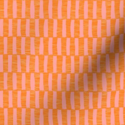 Minimalist geometric textured check in orange and salmon