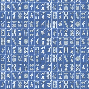 mah jong game tiles blue and white