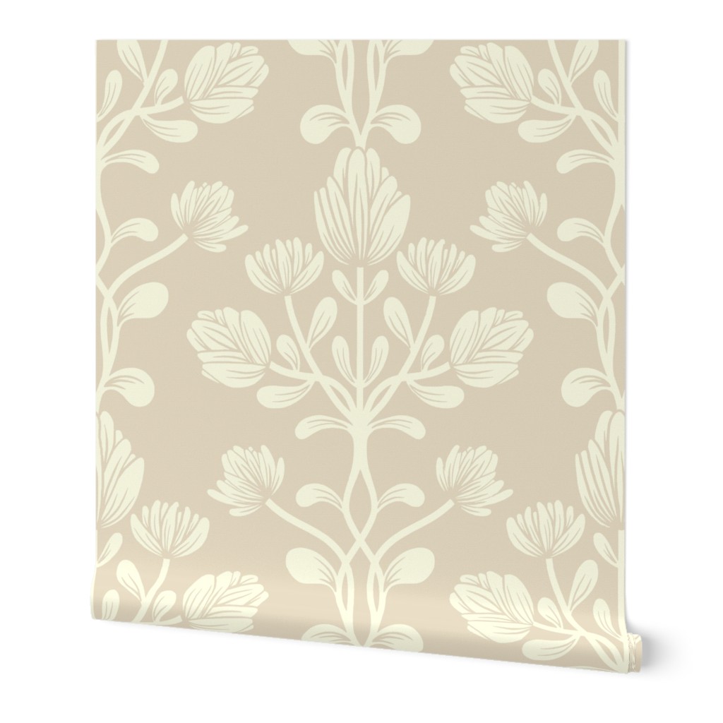 Climbing Floral Vines in Taupe