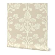 Climbing Floral Vines in Taupe