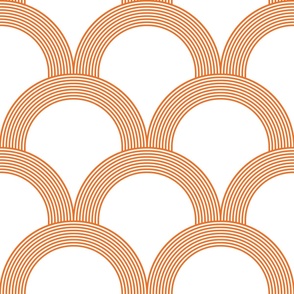 lined scallop rainbows - saturated desert orange_ white - simiple geometric blender