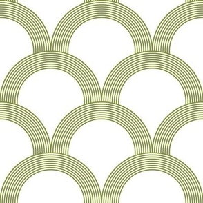 lined scallop rainbows - moss green_ white - simiple geometric blender