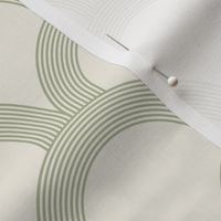 lined scallop rainbows - creamy white & light sage green - simple geometric