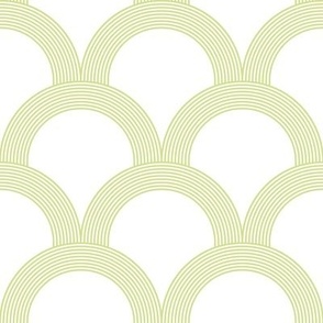 lined scallop rainbows - pastel moss green_ white - simple geometric blender
