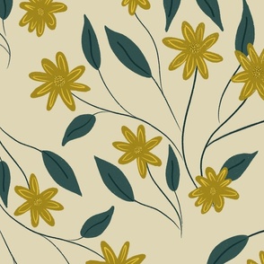Golden flowers on a cream background large