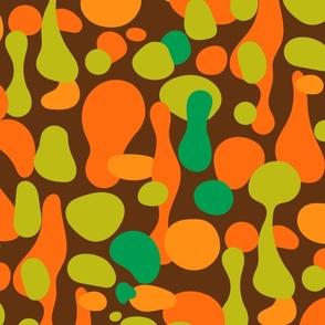 Groovy lava blobs in orange green. Jumbo scale  