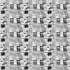 small// Owls crowd stripes lines folk boho Black and White