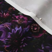 Custumer Request - Turned left - Opulent Purple Mauve Antique Baroque Luxury Maximalistic Dahlia Flowers Dark Purple Romanticism Drama -   Gothic And Mystic inspired on black