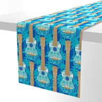 Ukulele island in pacific blue. Large scale