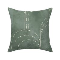 Warm Minimalism Dotted Line Arches with Watercolor Texture - Wallpaper Scale - Sage Green