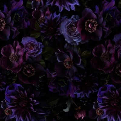 Costumer Request-Turned Left - Opulent Purple Mauve Antique Baroque Luxury Maximalistic Dahlia Flowers Dark Purple Romanticism Drama -   Gothic And Mystic inspired on black