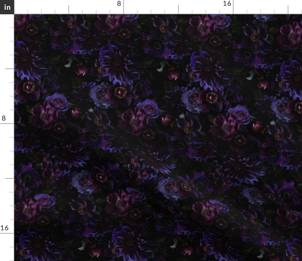Costumer Request-Turned Left - Opulent Purple Mauve Antique Baroque Luxury Maximalistic Dahlia Flowers Dark Purple Romanticism Drama -   Gothic And Mystic inspired on black