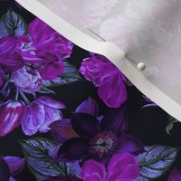 5" Nostalgic Vintage Roses,English Rose, 30s Rose And Clematis fabric, Antique hand painted Roses - purple light